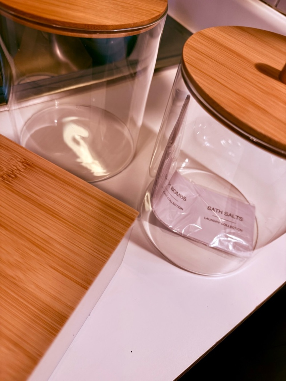 Bamboo Lid Glass Storage Jars - Clear Glass with Natural Bamboo Lids